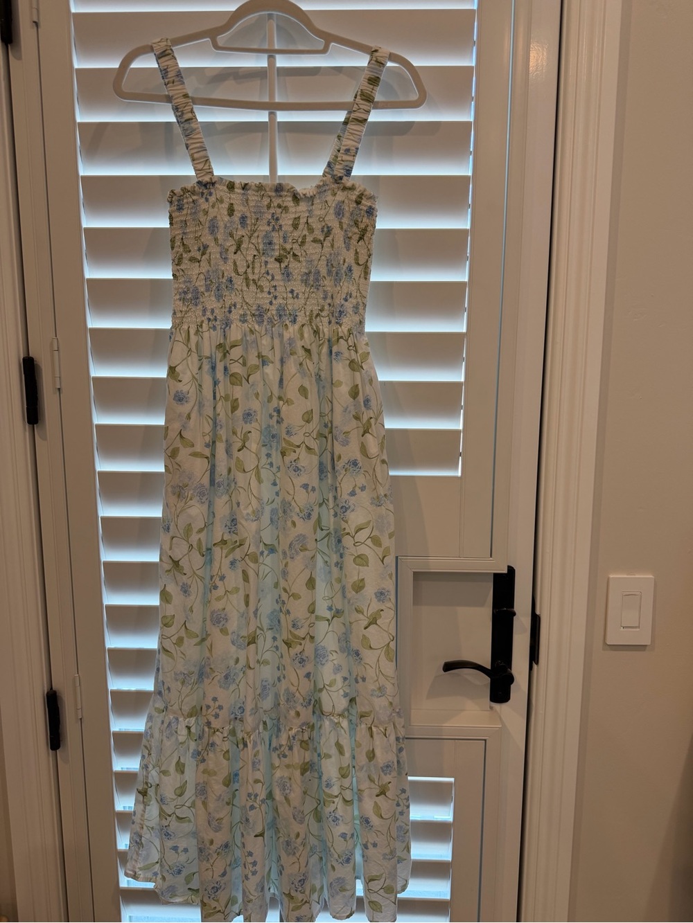 Hill House Kids Smocked Floral Sundress - Light Blue & Green